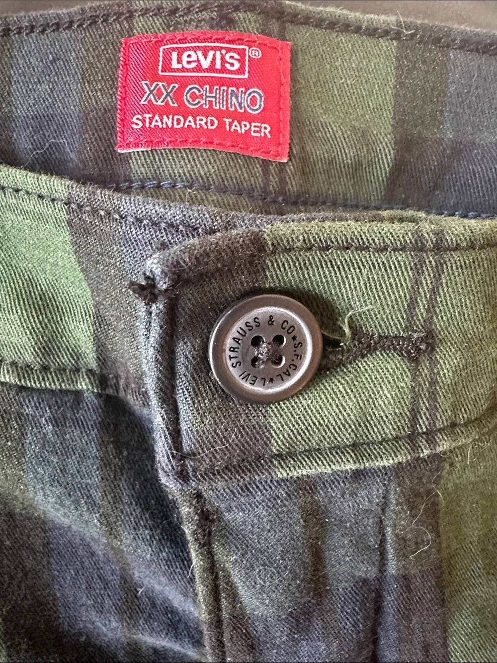 Levi's XX Chino Standard Taper Green Plaid Men's Pants